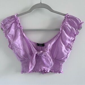 Purple Short Sleeve Crop Top